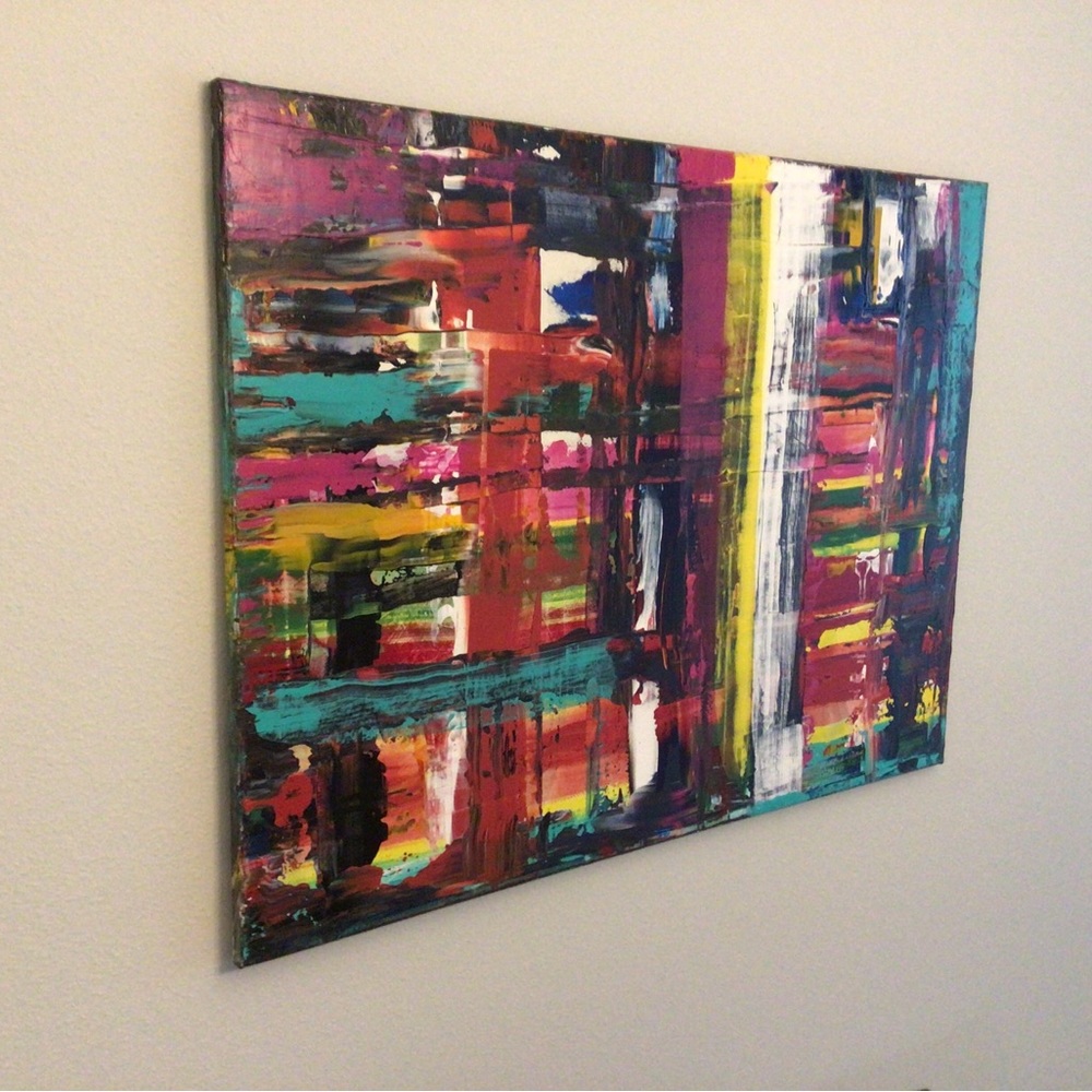 30"X40 Colorful￼ Original Abstract Acrylic Painting Wall Decor only one left